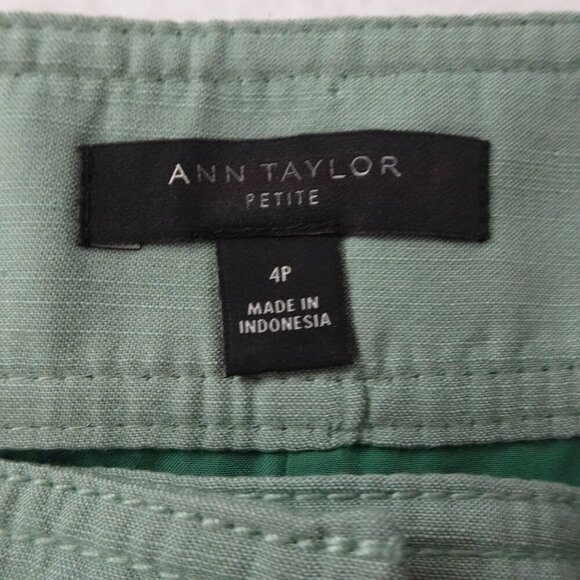 Ann Taylor Tie Waist Skirt Women's Petite Size 4P Green Pockets Zipper Fly - Picture 6 of 7
